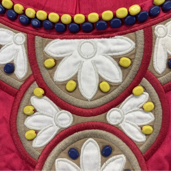 Boden Dress 10R Pink Beaded Embroidered Cotton Stretch Shift Sleeveless - Picture 4 of 13